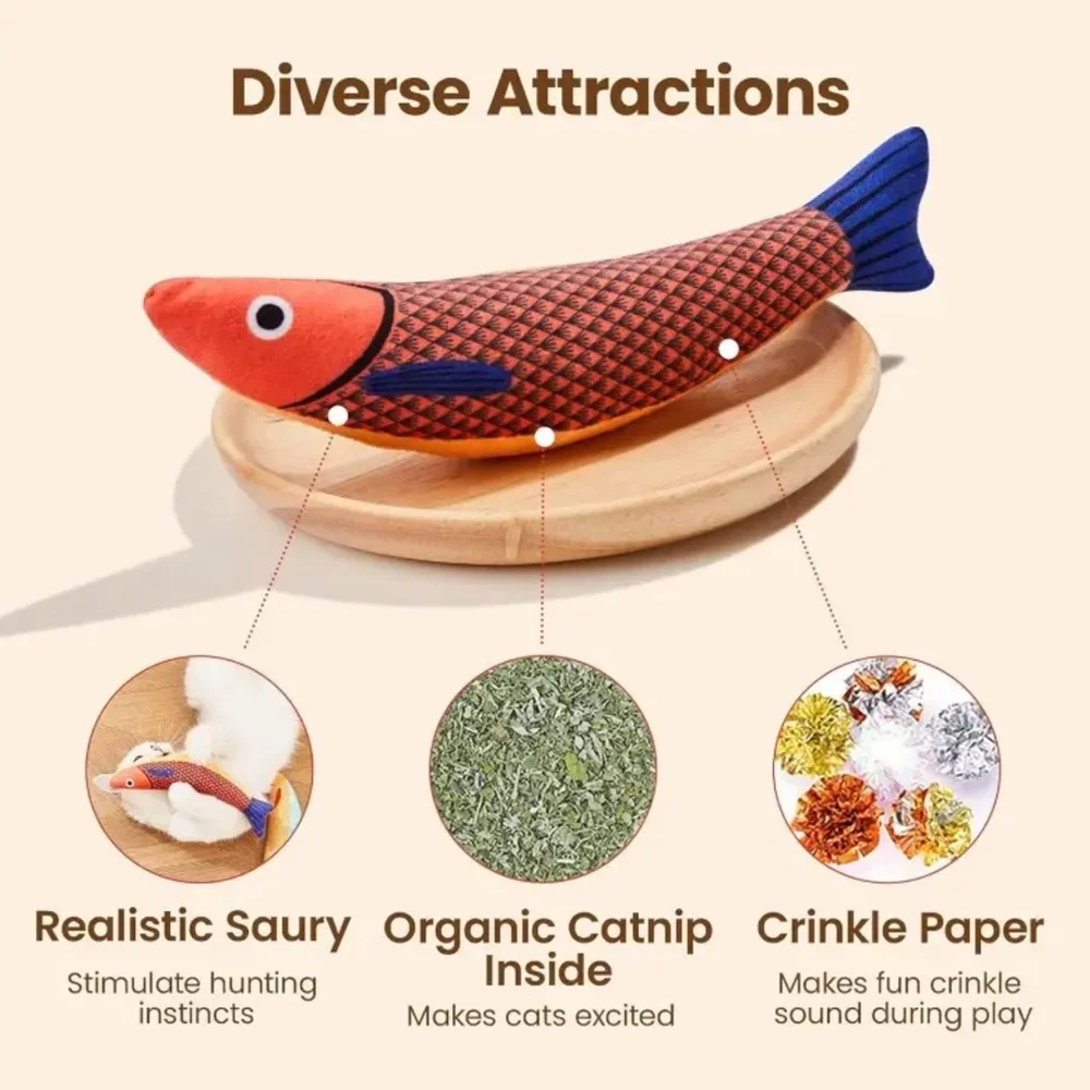 Ultra-Soft Crinkle Sound Cat Saury Fish Toy -Interactive Kicker for Endless Fun